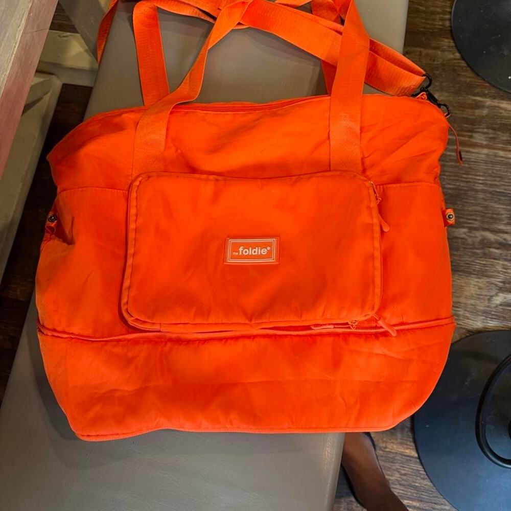 Orange foldie duffle bag